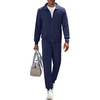 COOFANDY Men’s Athletic Tracksuit 2 Piece Sweat Suits Jacket and Pants Set | Tennis Sport Jogging Outfit, Leisure Casual Style, Full Zip Design, Lightweight and Breathable Fabric, Fashion Streetwear(Navy Blue)