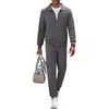 COOFANDY Men’s Athletic Tracksuit 2 Piece Sweat Suits Jacket and Pants Set | Tennis Sport Jogging Outfit, Leisure Casual Style, Full Zip Design, Lightweight and Breathable Fabric, Fashion Streetwear(Dark Gray)