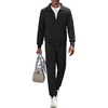 COOFANDY Men’s Athletic Tracksuit 2 Piece Sweat Suits Jacket and Pants Set | Tennis Sport Jogging Outfit, Leisure Casual Style, Full Zip Design, Lightweight and Breathable Fabric, Fashion Streetwear(Black)