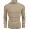 COOFANDY Mens Ribbed Slim Fit Knitted Pullover Casual Turtleneck Sweater | Premium anti-shrink knit turtleneck. Soft, warm & stretchy—perfect for casual, work or outdoor wear in fall/winter.(Camel Apricot)