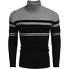 COOFANDY Mens Ribbed Slim Fit Knitted Pullover Casual Turtleneck Sweater | Premium anti-shrink knit turtleneck. Soft, warm & stretchy—perfect for casual, work or outdoor wear in fall/winter.(Striped-grey & Black)