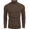 COOFANDY Mens Ribbed Slim Fit Knitted Pullover Casual Turtleneck Sweater | Premium anti-shrink knit turtleneck. Soft, warm & stretchy—perfect for casual, work or outdoor wear in fall/winter.(Dark Brown)