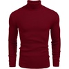 COOFANDY Mens Ribbed Slim Fit Knitted Pullover Casual Turtleneck Sweater | Premium anti-shrink knit turtleneck. Soft, warm & stretchy—perfect for casual, work or outdoor wear in fall/winter.(Wine Red)