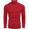 COOFANDY Mens Ribbed Slim Fit Knitted Pullover Casual Turtleneck Sweater | Premium anti-shrink knit turtleneck. Soft, warm & stretchy—perfect for casual, work or outdoor wear in fall/winter.(Red)