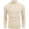 COOFANDY Mens Ribbed Slim Fit Knitted Pullover Casual Turtleneck Sweater | Premium anti-shrink knit turtleneck. Soft, warm & stretchy—perfect for casual, work or outdoor wear in fall/winter.(Light Apricot)