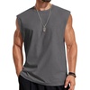 COOFANDY Mens Sleeveless Shirts 100% Cotton Workout Tank Tops Cut Off Shirts Gym Muscle Loose Fit Tee(Dark Grey)