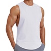 COOFANDY Mens Workout Tank Tops Cotton Cut Off Sleeveless Muscle Gym Shirts | Drop-Armhole Tank Top, Soft Breathable Cotton Fabric, Athletic Sleeveless Tee Shirt, Exercise Running Tank For Summer Beach(White)
