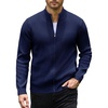 COOFANDY Mens Zip up Sweater Casual Knitted Cardigan Sweater Stand Collar | Textured Knitted, Two Deep Slanted Pockets, 2026 Fall Fashion, Soft Warm Sweater, Business Work Dress Long Sleeve Sweaters(Navy Blue)