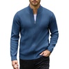 COOFANDY Mens Zip up Sweater Casual Knitted Cardigan Sweater Stand Collar | Textured Knitted, Two Deep Slanted Pockets, 2026 Fall Fashion, Soft Warm Sweater, Business Work Dress Long Sleeve Sweaters(Denim Blue)