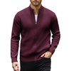COOFANDY Mens Zip up Sweater Casual Knitted Cardigan Sweater Stand Collar | Textured Knitted, Two Deep Slanted Pockets, 2026 Fall Fashion, Soft Warm Sweater, Business Work Dress Long Sleeve Sweaters(Burgundy)