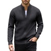 COOFANDY Mens Zip up Sweater Casual Knitted Cardigan Sweater Stand Collar | Textured Knitted, Two Deep Slanted Pockets, 2026 Fall Fashion, Soft Warm Sweater, Business Work Dress Long Sleeve Sweaters(Dark Grey)