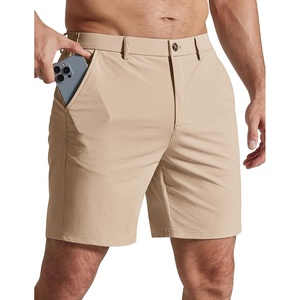 COOFANDY Men Casual Shorts 7″ Stretch Quick Dry Golf Shorts with 4 Pockets | Flat Front, Back Elastic Waistband, Button Closure, Moisture Wicking, Comfy, Lightweight Shorts Dress for Hiking Work Running(Khaki)