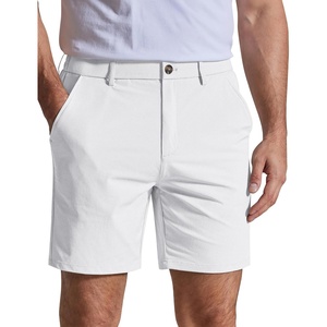 COOFANDY Men Casual Shorts 7″ Stretch Quick Dry Golf Shorts with 4 Pockets | Flat Front, Back Elastic Waistband, Button Closure, Moisture Wicking, Comfy, Lightweight Shorts Dress for Hiking Work Running(White)
