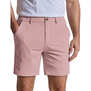 COOFANDY Men Casual Shorts 7″ Stretch Quick Dry Golf Shorts with 4 Pockets | Flat Front, Back Elastic Waistband, Button Closure, Moisture Wicking, Comfy, Lightweight Shorts Dress for Hiking Work Running(Pink)