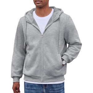 COOFANDY Men Full Zip Hoodie Fleece Zipper Sweatshirt Casual Hooded Jacket | Llightweight fleece-Lined and Zipper, Versatile Drawstring Hood, 2026 Fall Fashion Streetwear, Casual, Gym, Outdoor Jacket(Light Grey)
