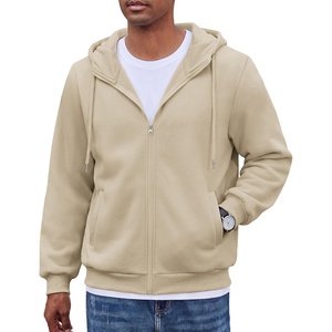 COOFANDY Men Full Zip Hoodie Fleece Zipper Sweatshirt Casual Hooded Jacket | Llightweight fleece-Lined and Zipper, Versatile Drawstring Hood, 2026 Fall Fashion Streetwear, Casual, Gym, Outdoor Jacket(Khaki)