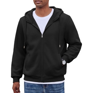 COOFANDY Men Full Zip Hoodie Fleece Zipper Sweatshirt Casual Hooded Jacket | Llightweight fleece-Lined and Zipper, Versatile Drawstring Hood, 2026 Fall Fashion Streetwear, Casual, Gym, Outdoor Jacket(Black)