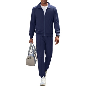 COOFANDY Men’s Athletic Tracksuit 2 Piece Sweat Suits Jacket and Pants Set | Tennis Sport Jogging Outfit, Leisure Casual Style, Full Zip Design, Lightweight and Breathable Fabric, Fashion Streetwear(Navy Blue)