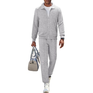 COOFANDY Men’s Athletic Tracksuit 2 Piece Sweat Suits Jacket and Pants Set | Tennis Sport Jogging Outfit, Leisure Casual Style, Full Zip Design, Lightweight and Breathable Fabric, Fashion Streetwear(Light Gray)