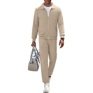 COOFANDY Men’s Athletic Tracksuit 2 Piece Sweat Suits Jacket and Pants Set | Tennis Sport Jogging Outfit, Leisure Casual Style, Full Zip Design, Lightweight and Breathable Fabric, Fashion Streetwear(Khaki)