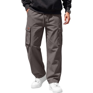 COOFANDY Mens Cargo Pants Casual Hiking Sweatpants Drawstring Straight Joggers Athletic Trousers with Pockets(Dark Grey)