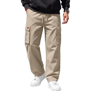 COOFANDY Mens Cargo Pants Casual Hiking Sweatpants Drawstring Straight Joggers Athletic Trousers with Pockets(Moon Grey)