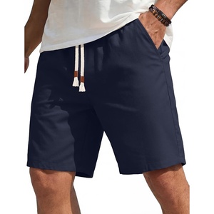 COOFANDY Men’s Casual Cotton Linen Shorts Elastic Waist Drawstring Shorts | Stretch Linen Chino, Lightweight Breathable, Flat Front, Phone Pockets, Regular Fit, 9 Inch Inseam, Summer Beach Vacation(Navy Blue)