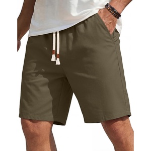 COOFANDY Men’s Casual Cotton Linen Shorts Elastic Waist Drawstring Shorts | Stretch Linen Chino, Lightweight Breathable, Flat Front, Phone Pockets, Regular Fit, 9 Inch Inseam, Summer Beach Vacation(Olive Green)