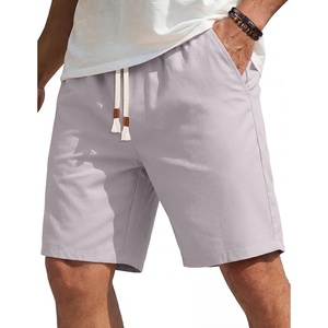 COOFANDY Men’s Casual Cotton Linen Shorts Elastic Waist Drawstring Shorts | Stretch Linen Chino, Lightweight Breathable, Flat Front, Phone Pockets, Regular Fit, 9 Inch Inseam, Summer Beach Vacation(Light Grey)