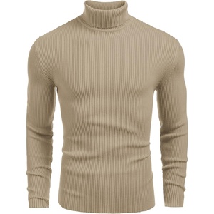 COOFANDY Mens Ribbed Slim Fit Knitted Pullover Casual Turtleneck Sweater | Premium anti-shrink knit turtleneck. Soft, warm & stretchy—perfect for casual, work or outdoor wear in fall/winter.(Camel Apricot)