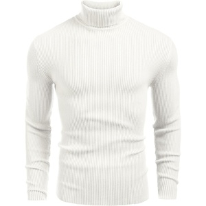 COOFANDY Mens Ribbed Slim Fit Knitted Pullover Casual Turtleneck Sweater | Premium anti-shrink knit turtleneck. Soft, warm & stretchy—perfect for casual, work or outdoor wear in fall/winter.(White)