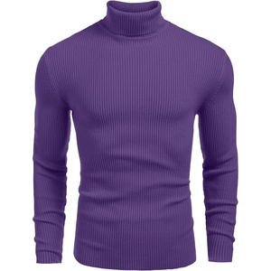 COOFANDY Mens Ribbed Slim Fit Knitted Pullover Casual Turtleneck Sweater | Premium anti-shrink knit turtleneck. Soft, warm & stretchy—perfect for casual, work or outdoor wear in fall/winter.(Dark Purple)