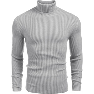 COOFANDY Mens Ribbed Slim Fit Knitted Pullover Casual Turtleneck Sweater | Premium anti-shrink knit turtleneck. Soft, warm & stretchy—perfect for casual, work or outdoor wear in fall/winter.(Grey)