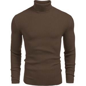 COOFANDY Mens Ribbed Slim Fit Knitted Pullover Casual Turtleneck Sweater | Premium anti-shrink knit turtleneck. Soft, warm & stretchy—perfect for casual, work or outdoor wear in fall/winter.(Dark Brown)