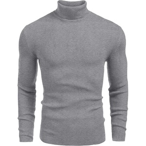 COOFANDY Mens Ribbed Slim Fit Knitted Pullover Casual Turtleneck Sweater | Premium anti-shrink knit turtleneck. Soft, warm & stretchy—perfect for casual, work or outdoor wear in fall/winter.(Medium Grey)
