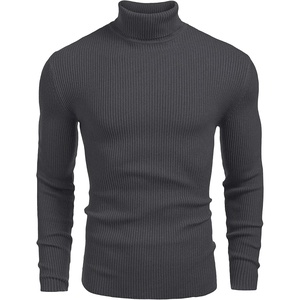 COOFANDY Mens Ribbed Slim Fit Knitted Pullover Casual Turtleneck Sweater | Premium anti-shrink knit turtleneck. Soft, warm & stretchy—perfect for casual, work or outdoor wear in fall/winter.(Charcoal Grey)