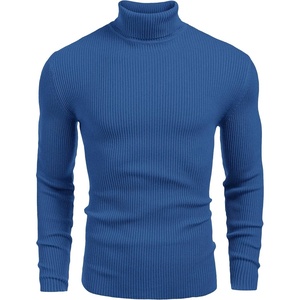 COOFANDY Mens Ribbed Slim Fit Knitted Pullover Casual Turtleneck Sweater | Premium anti-shrink knit turtleneck. Soft, warm & stretchy—perfect for casual, work or outdoor wear in fall/winter.(Cornflower Blue)