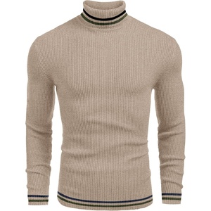 COOFANDY Mens Ribbed Slim Fit Knitted Pullover Casual Turtleneck Sweater | Premium anti-shrink knit turtleneck. Soft, warm & stretchy—perfect for casual, work or outdoor wear in fall/winter.(Khaki 2)