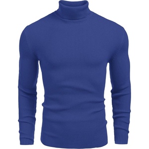 COOFANDY Mens Ribbed Slim Fit Knitted Pullover Casual Turtleneck Sweater | Premium anti-shrink knit turtleneck. Soft, warm & stretchy—perfect for casual, work or outdoor wear in fall/winter.(Blue)