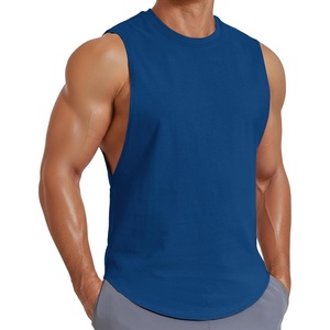 COOFANDY Mens Workout Tank Tops Cotton Cut Off Sleeveless Muscle Gym Shirts | Drop-Armhole Tank Top, Soft Breathable Cotton Fabric, Athletic Sleeveless Tee Shirt, Exercise Running Tank For Summer Beach(Royal Blue)