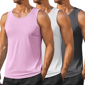 COOFANDY Men’s Workout Tank Tops UPF 50+ Sleeveless Gym Muscle Shirts Cooling Quick Dry Bodybuilding Tanks for Swim Beach(Pink/White/Dark Gray)