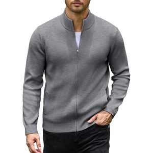 COOFANDY Mens Zip up Sweater Casual Knitted Cardigan Sweater Stand Collar | Textured Knitted, Two Deep Slanted Pockets, 2026 Fall Fashion, Soft Warm Sweater, Business Work Dress Long Sleeve Sweaters(Heather Grey)