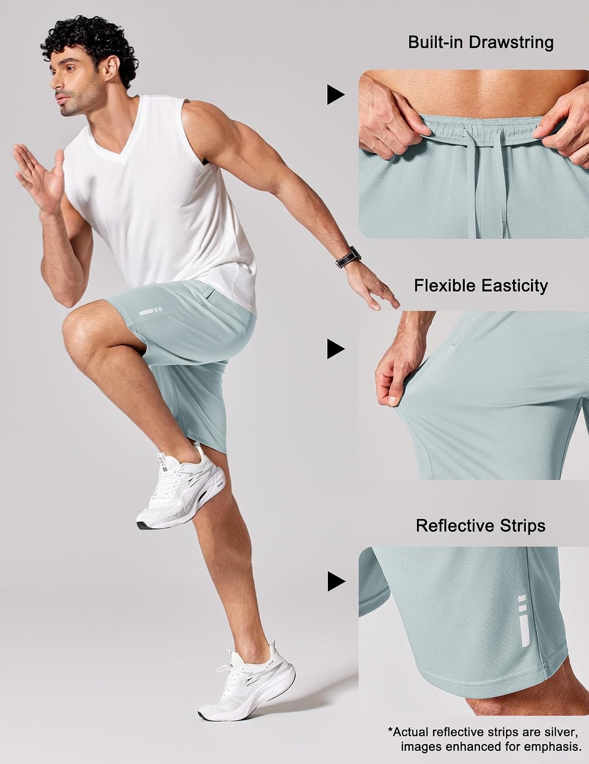 image:imageCOOFANDY Mens Athletic Running Shorts 7 9 Quick Dry Cool Mesh Gym Shorts 2 Zippered Pockets Lightweight Breathability Elastic Waistband Basketball ReadyLodenfrost