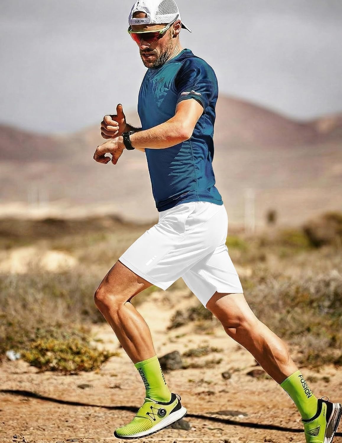 image:imageCOOFANDY Mens Athletic Running Shorts 7 9 Quick Dry Cool Mesh Gym Shorts 2 Zippered Pockets Lightweight Breathability Elastic Waistband Basketball ReadyWhite