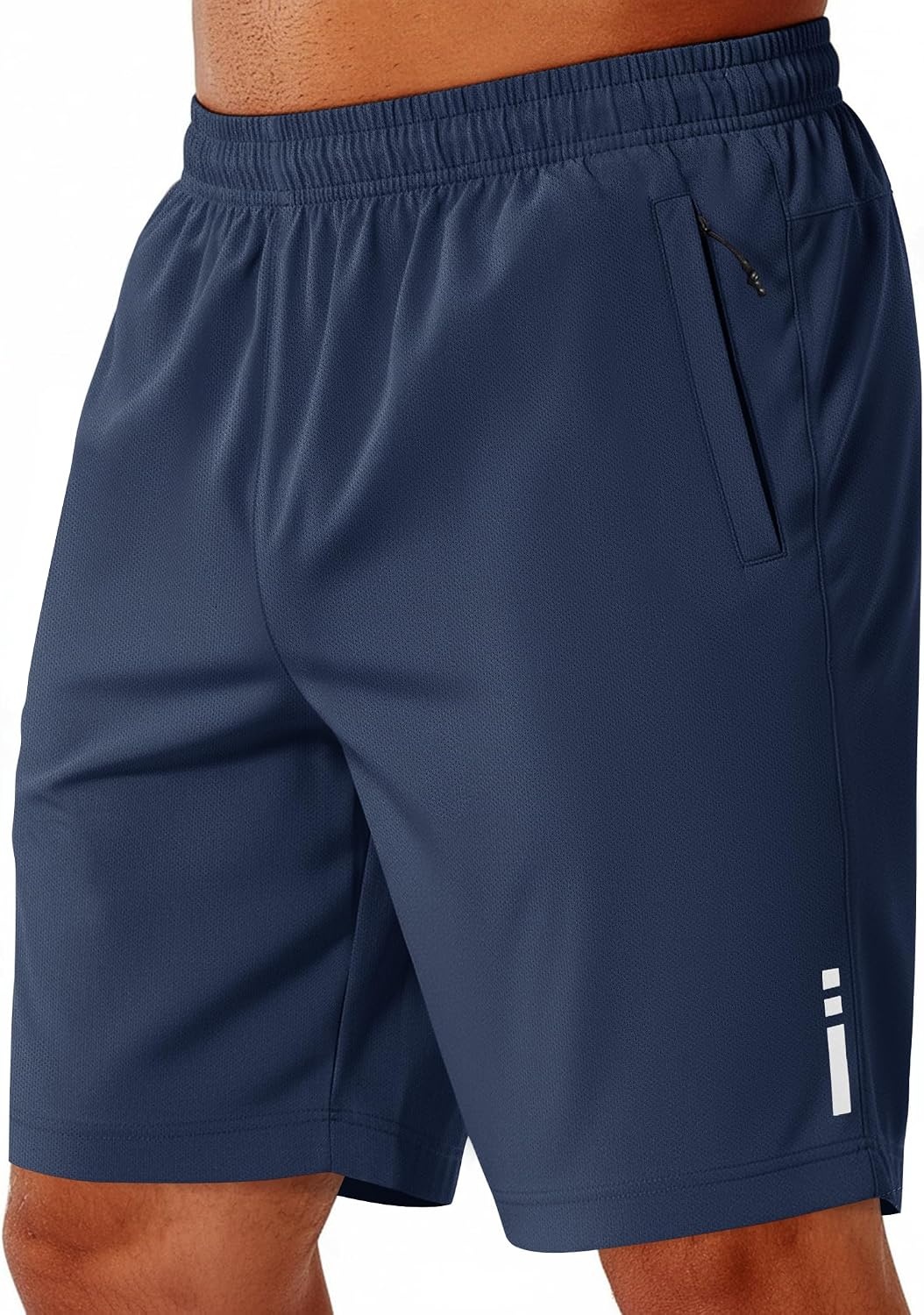 image:imageCOOFANDY Mens Athletic Running Shorts 7 9 Quick Dry Cool Mesh Gym Shorts 2 Zippered Pockets Lightweight Breathability Elastic Waistband Basketball ReadyNavy Blue