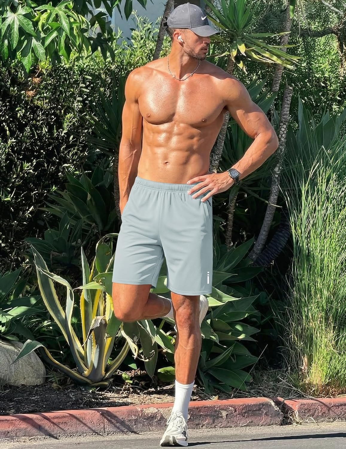 image:imageCOOFANDY Mens Athletic Running Shorts 7 9 Quick Dry Cool Mesh Gym Shorts 2 Zippered Pockets Lightweight Breathability Elastic Waistband Basketball ReadyLodenfrost