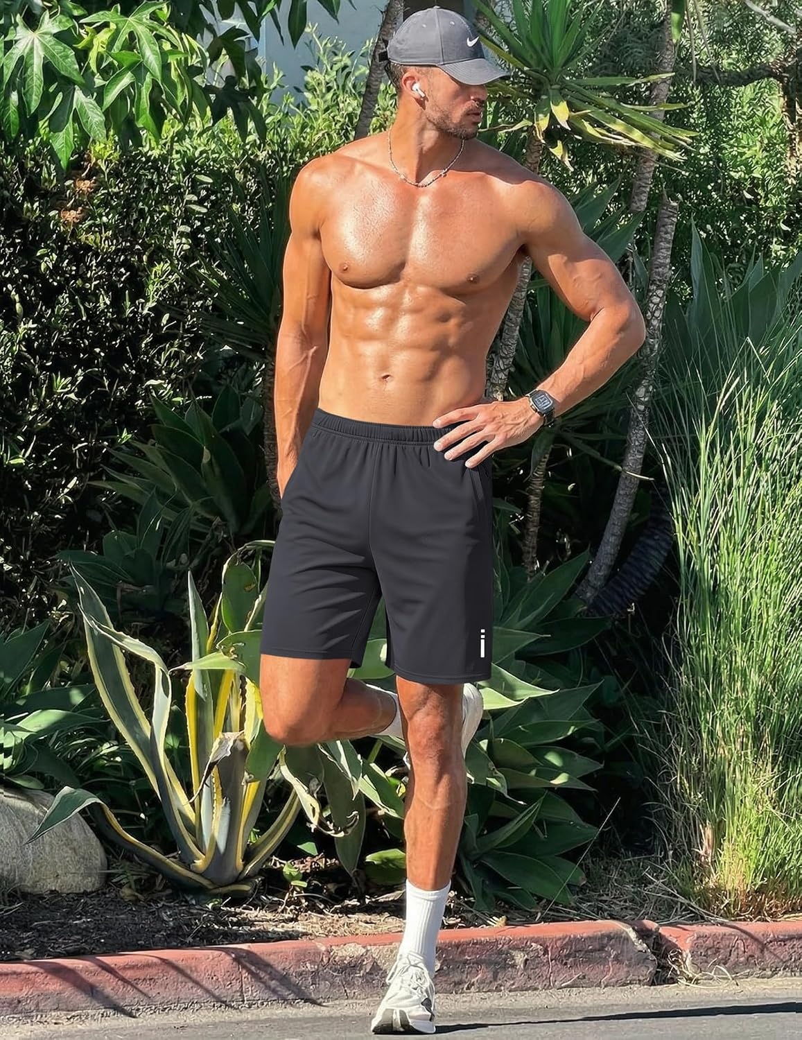 image:imageCOOFANDY Mens Athletic Running Shorts 7 9 Quick Dry Cool Mesh Gym Shorts 2 Zippered Pockets Lightweight Breathability Elastic Waistband Basketball ReadyDark Grey