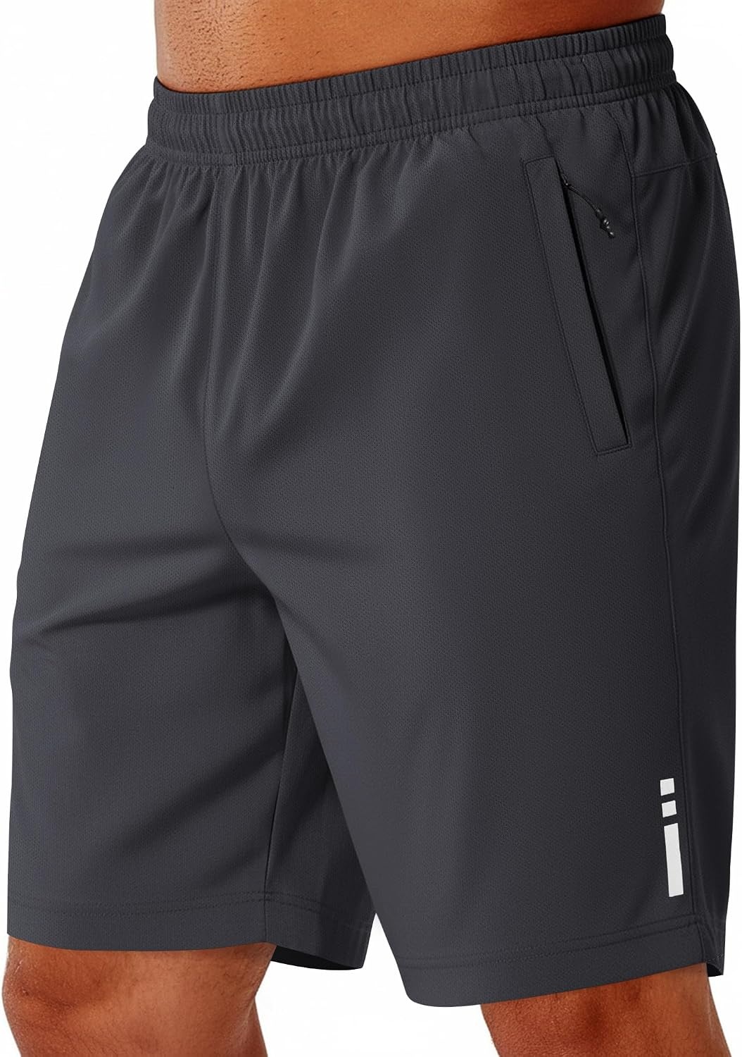 image:imageCOOFANDY Mens Athletic Running Shorts 7 9 Quick Dry Cool Mesh Gym Shorts 2 Zippered Pockets Lightweight Breathability Elastic Waistband Basketball ReadyDark Grey