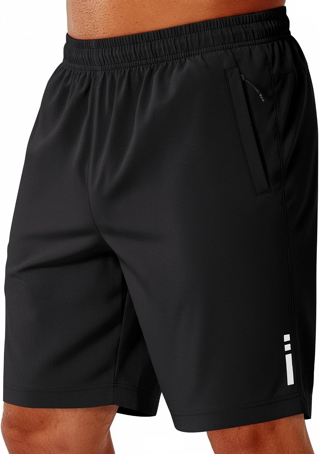 image:imageCOOFANDY Mens Athletic Running Shorts 7 9 Quick Dry Cool Mesh Gym Shorts 2 Zippered Pockets Lightweight Breathability Elastic Waistband Basketball ReadyBlack