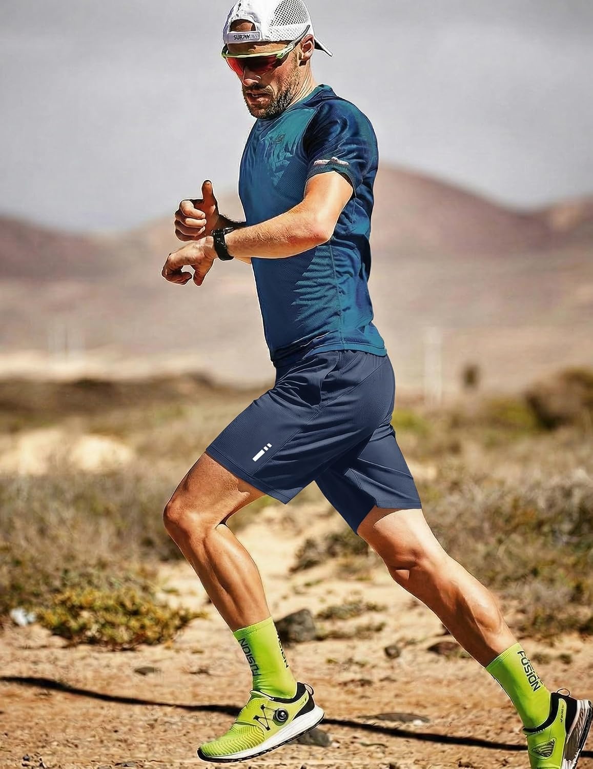 image:imageCOOFANDY Mens Athletic Running Shorts 7 9 Quick Dry Cool Mesh Gym Shorts 2 Zippered Pockets Lightweight Breathability Elastic Waistband Basketball ReadyNavy Blue
